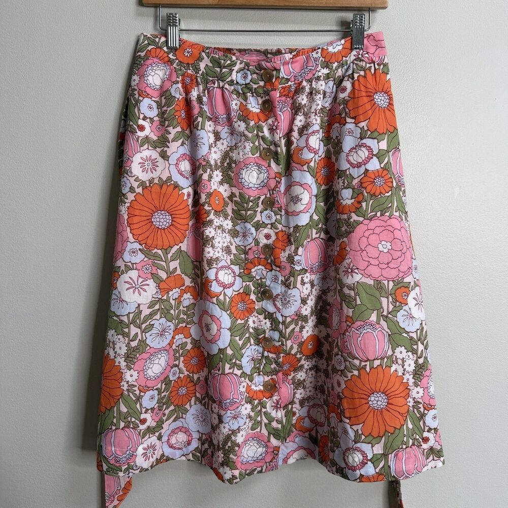 Talbots Climbing Floral Button Front Belted Voile Midi Skirt Medium Petite - Picture 4 of 10